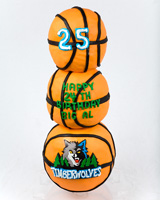 Stacked Basketballs Birthday Cake - Timberwolves