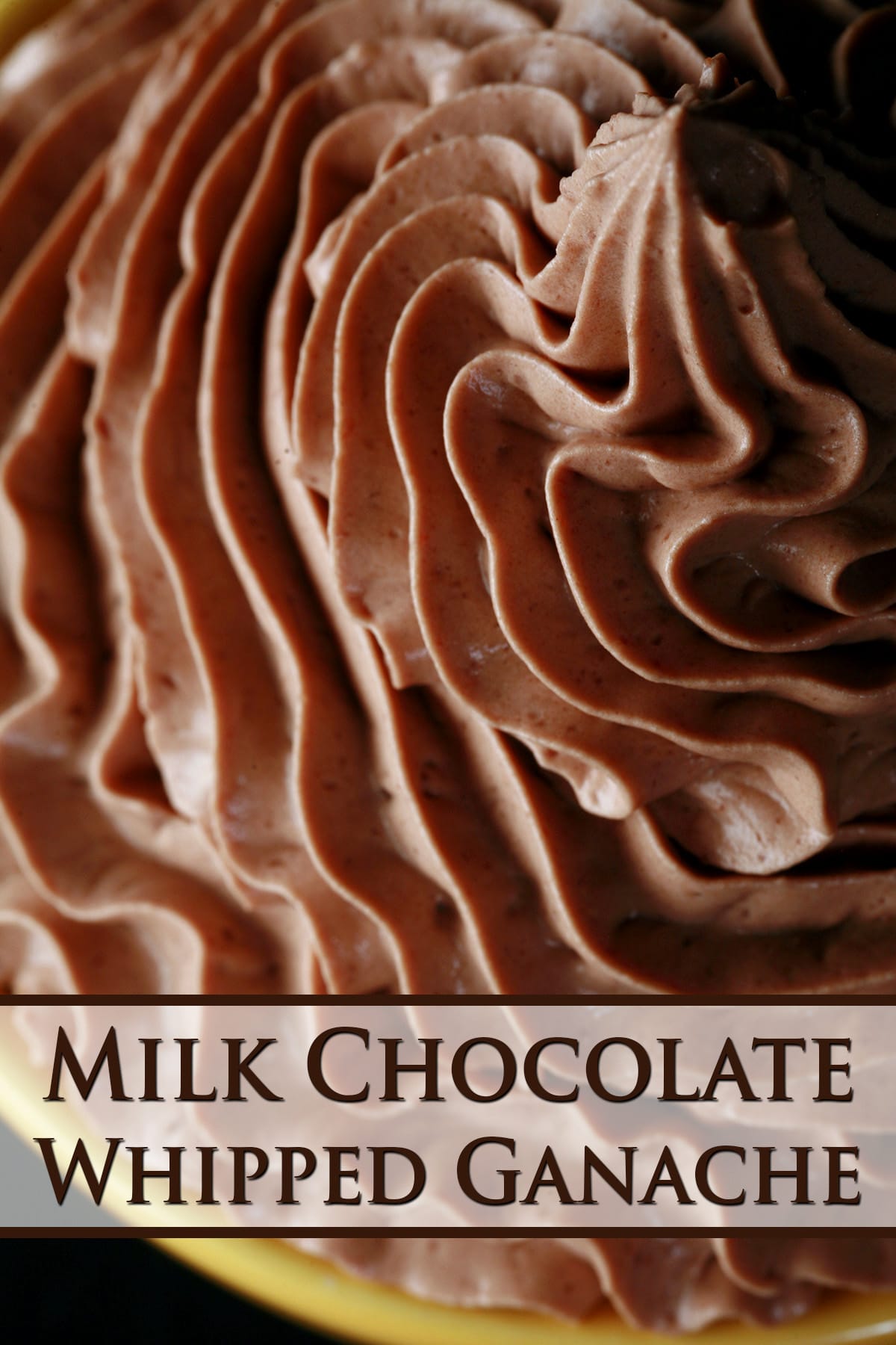 A bowl of piped milk chocolate whipped ganache.