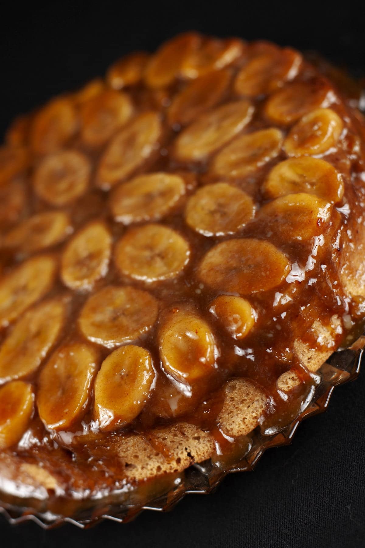 A bananas foster upside down cake: A large round cinnamon rum cake, topped with bananas and a cinnamon rum caramel... upside-down cake style.