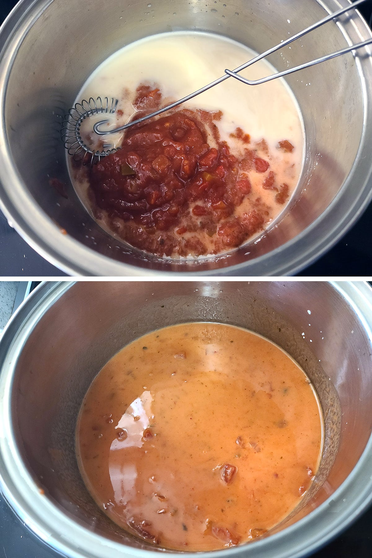 Salsa is added to the beer mixture and stirred in.