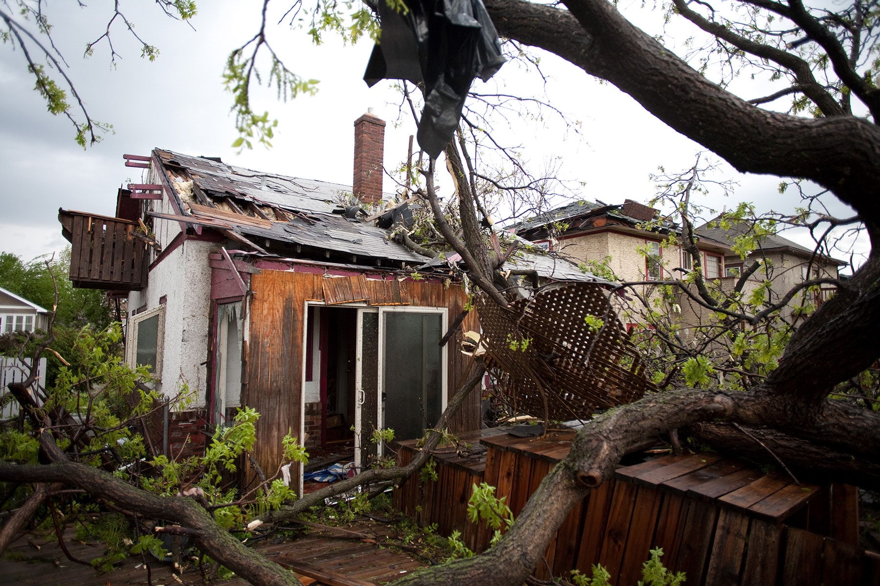 A photo of the back of our house, the day of the tornado.