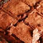 A close up photo of a pan of convention brownies.