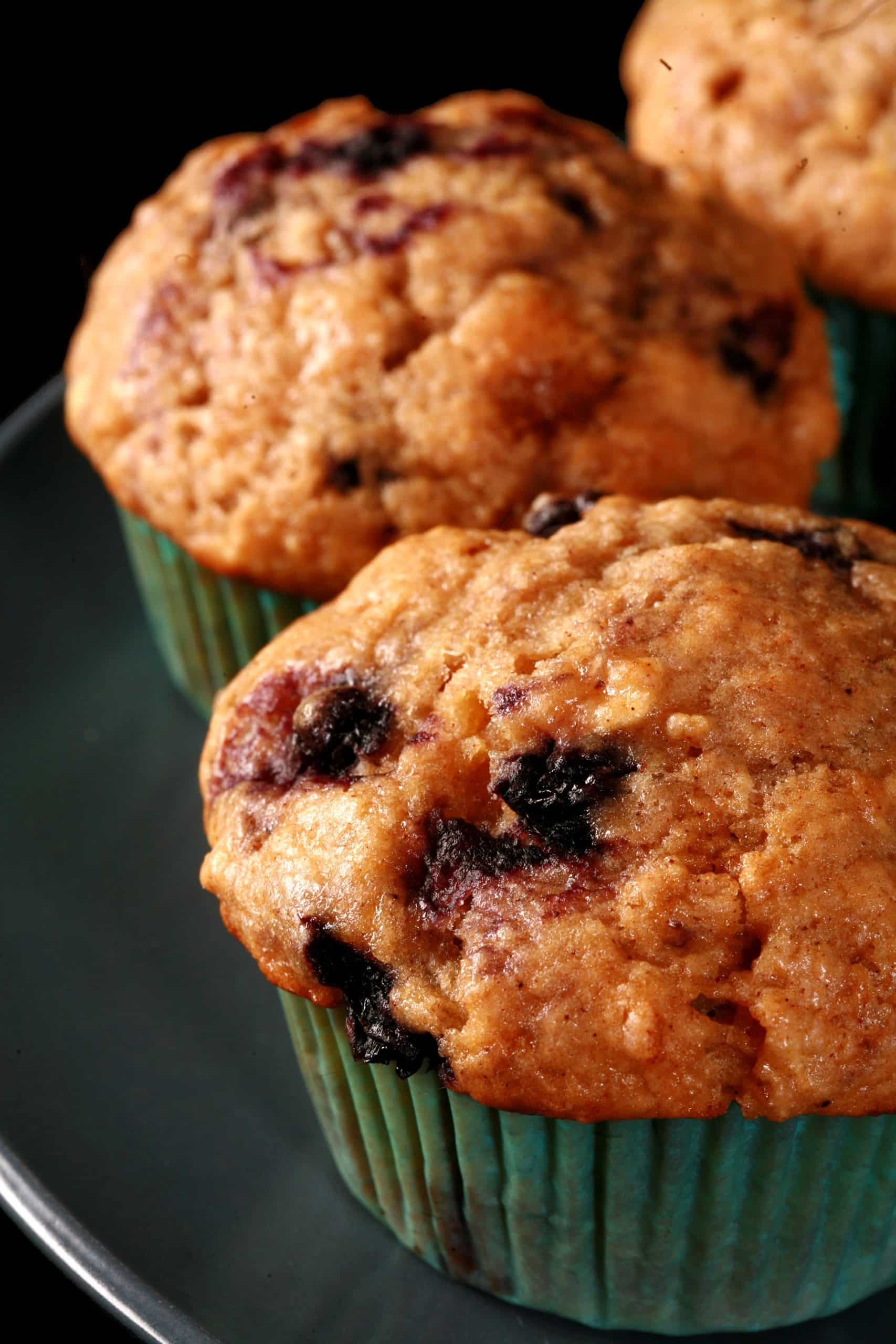 A plate of apple blueberry muffins.