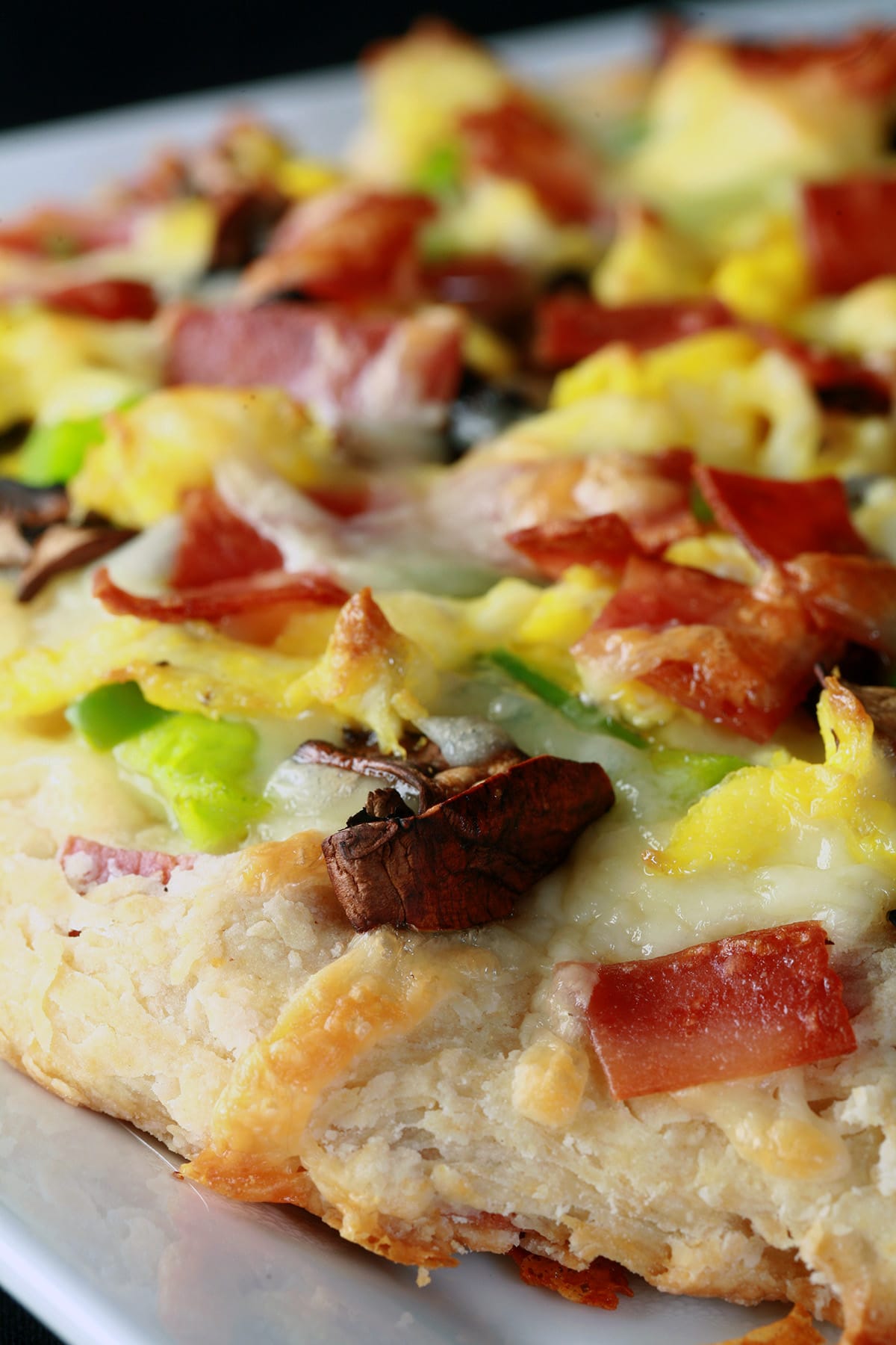 A large breakfast pizza.