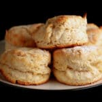 Several easy baking powder biscuits on a plate.
