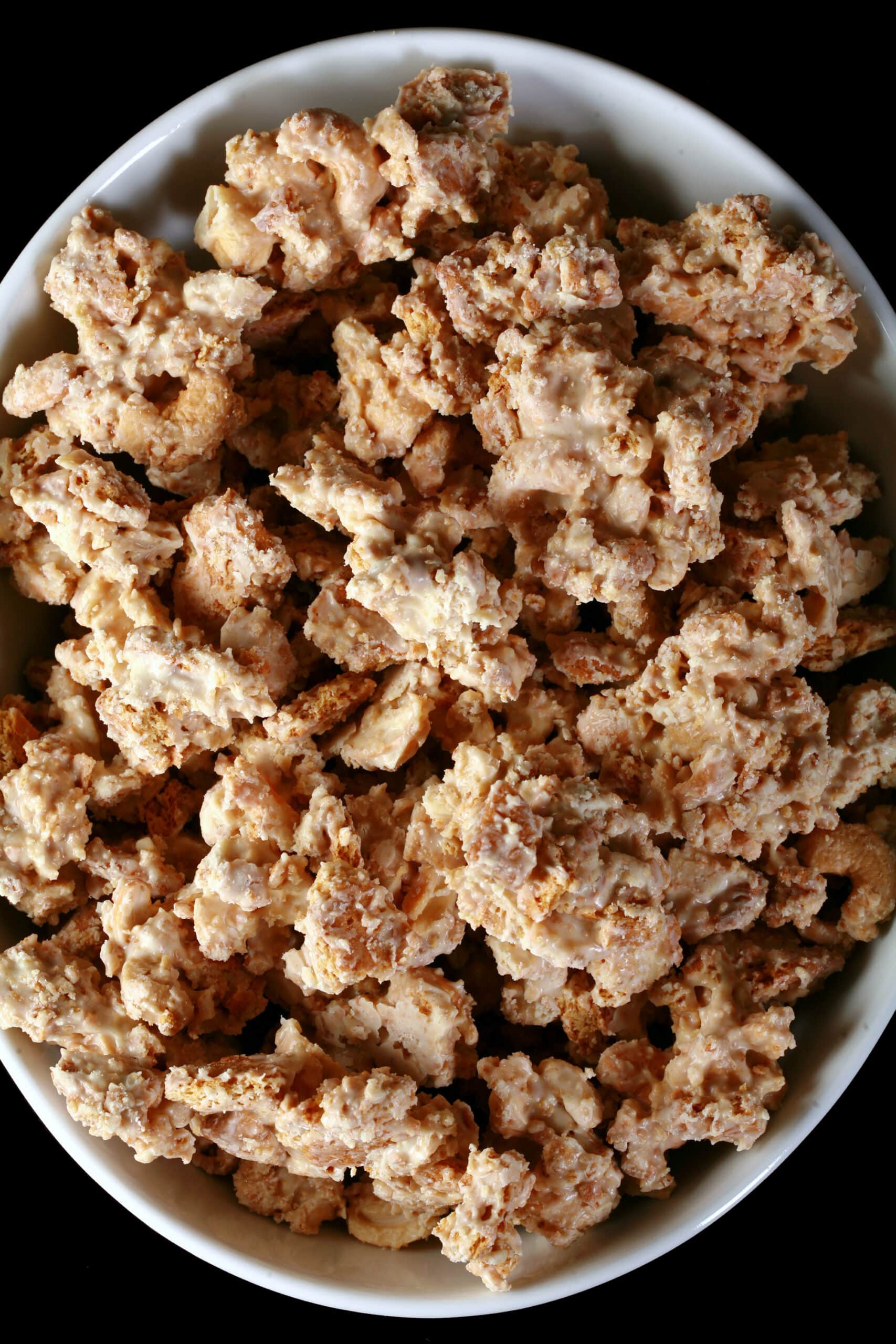 A bowl of homemade clodhoppers candy.