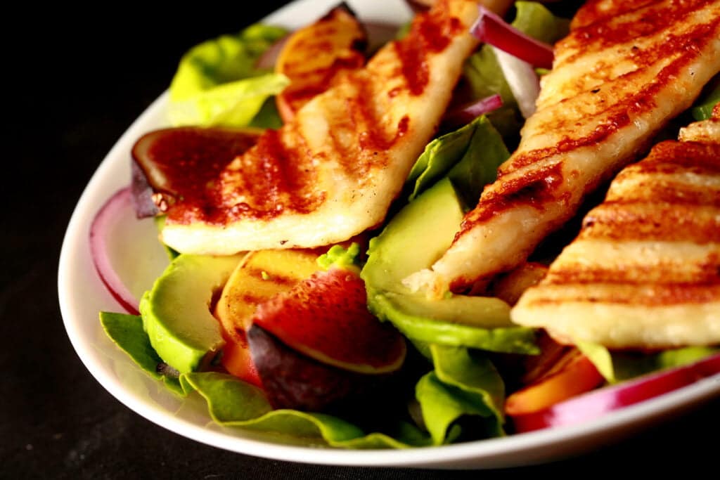 Grilled Halloumi Salad with Peaches & Figs - Celebration Generation
