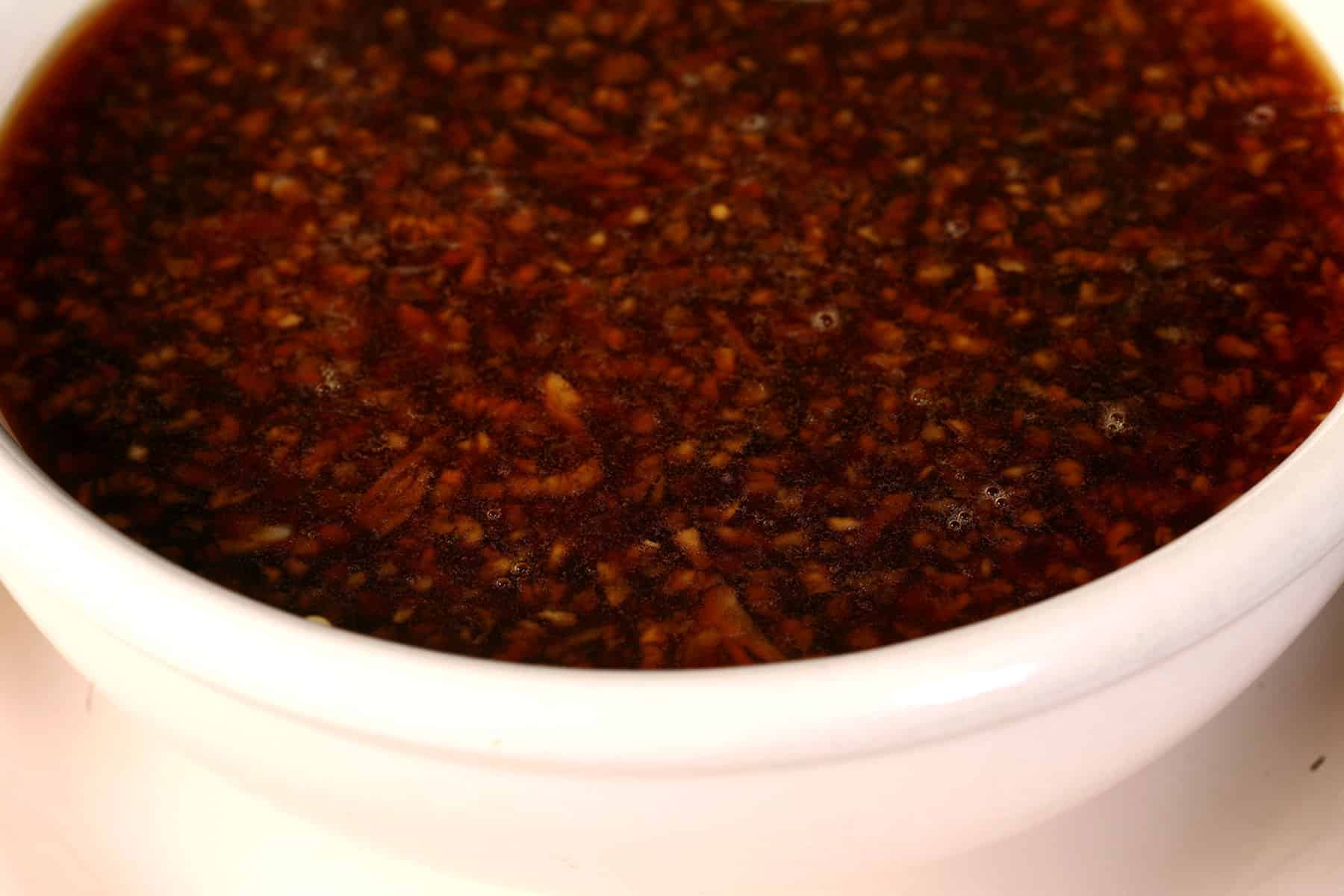 A bowl of homemade honey garlic sauce.