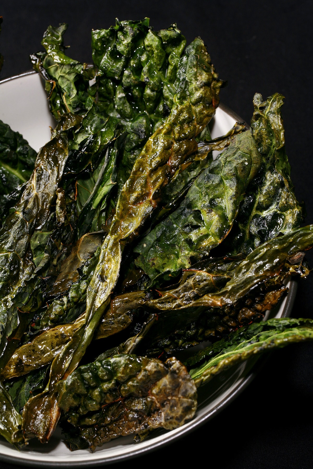 A bowl of Tuscan kale chips.