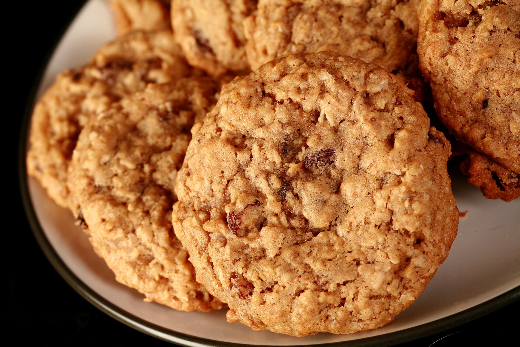A plate of the best oatmeal raisin cookies ever.