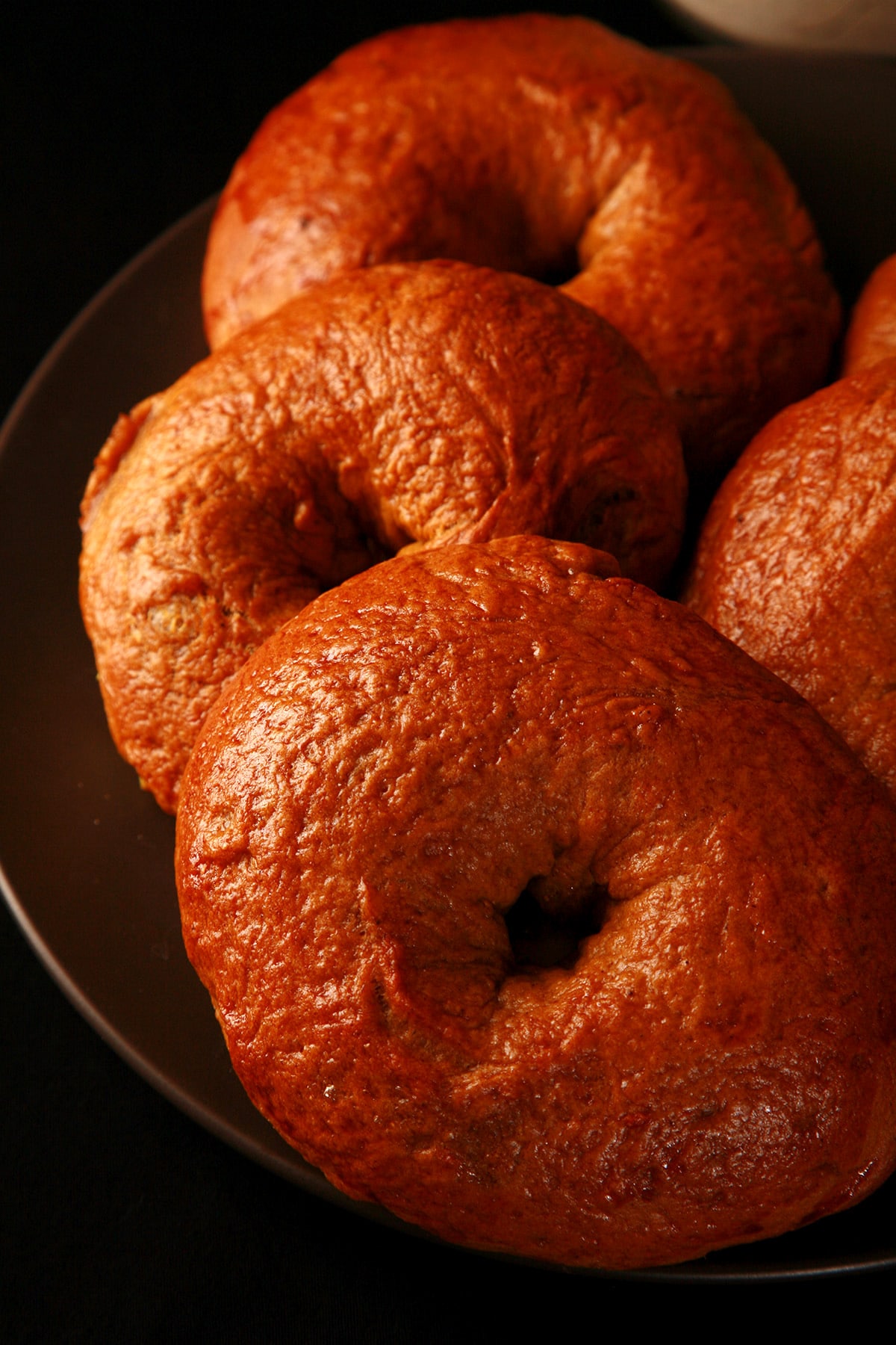 A plate of maple spiced pumpkin bagels.