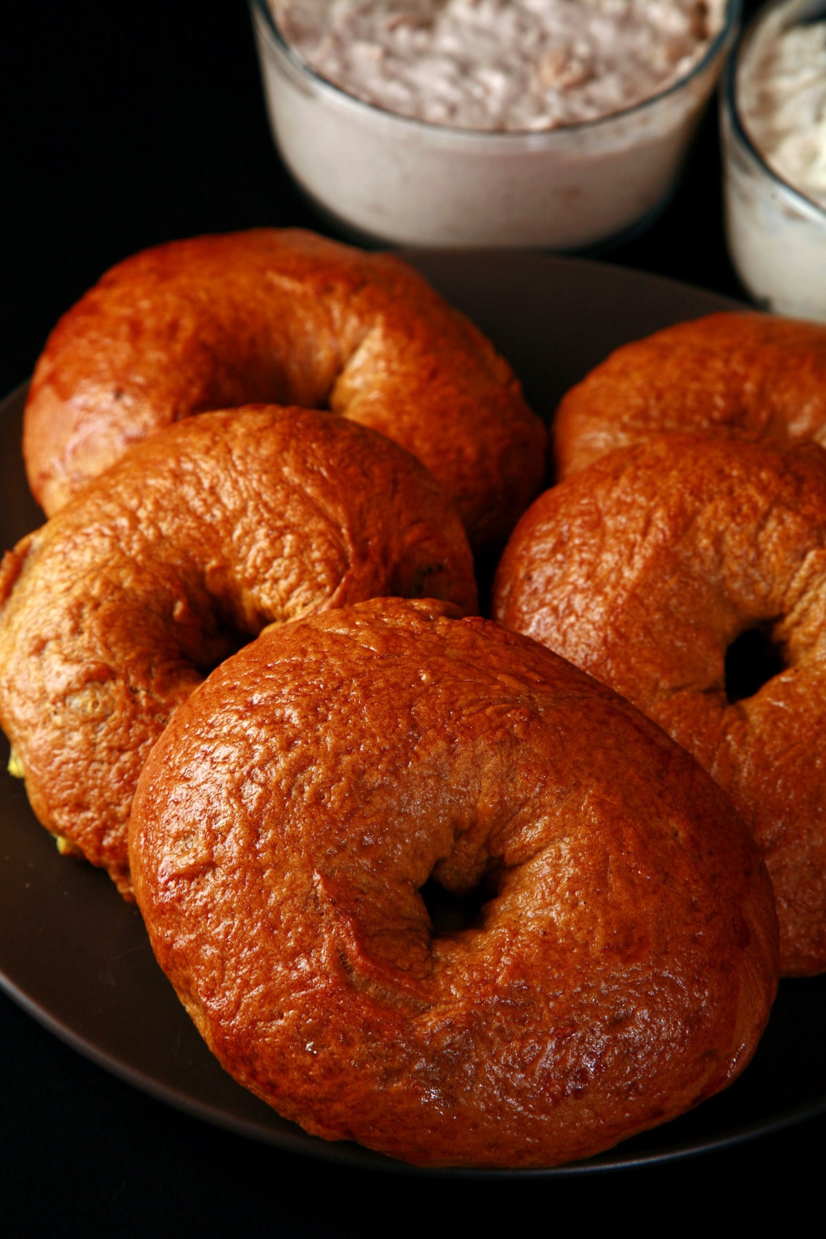 A plate of maple pumpkin bagels.