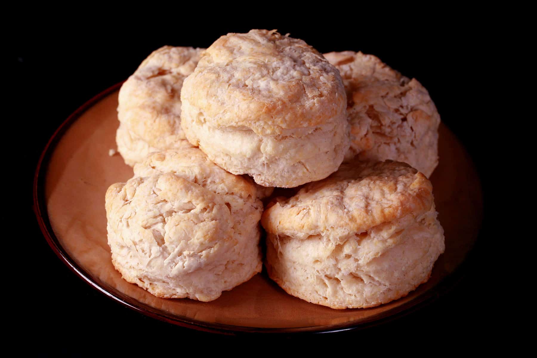 A plate of homemade baking powder biscuits.