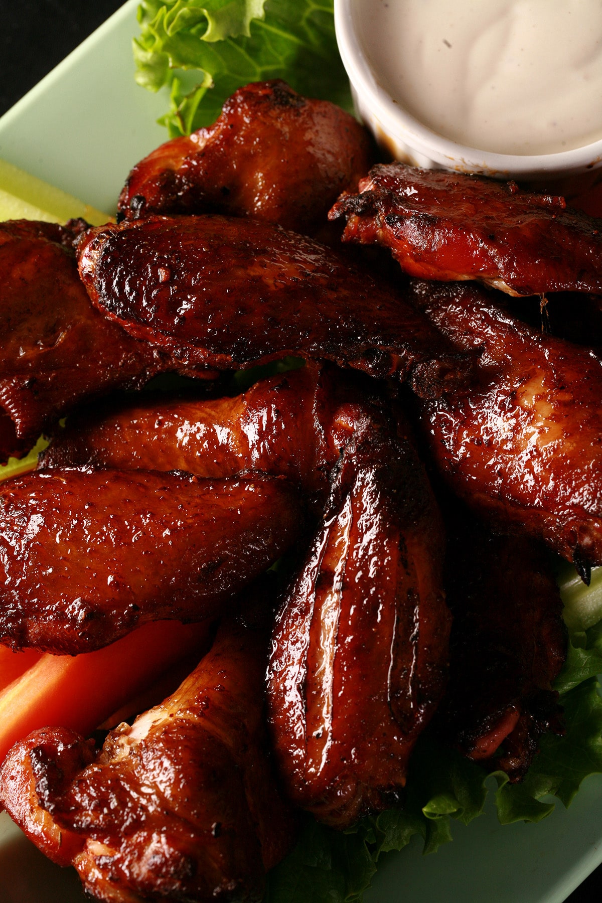 A platter of crispy smoked wings.