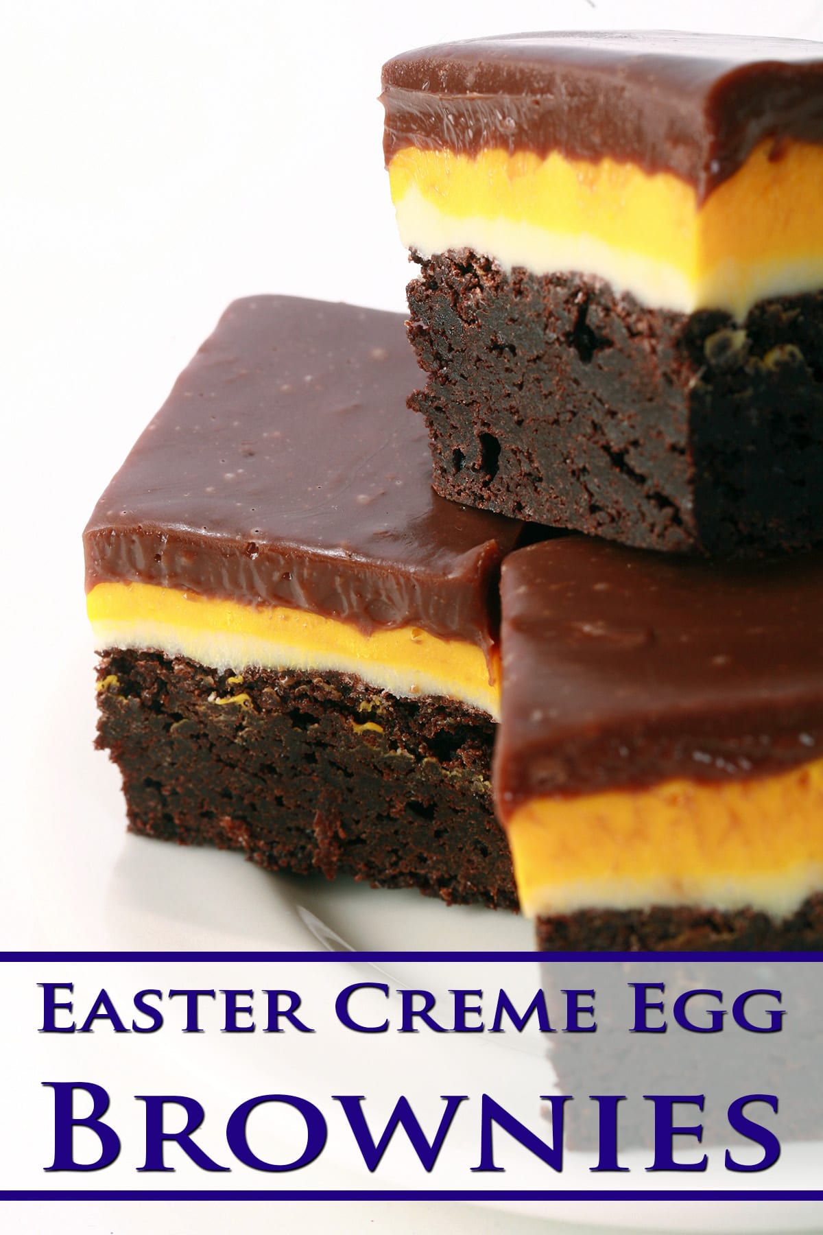 A plate of Easter Creme Egg Brownies.