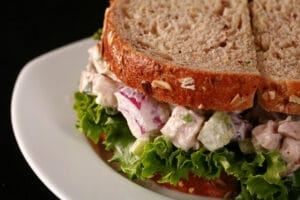 A smoked chicken salad sandwich.
