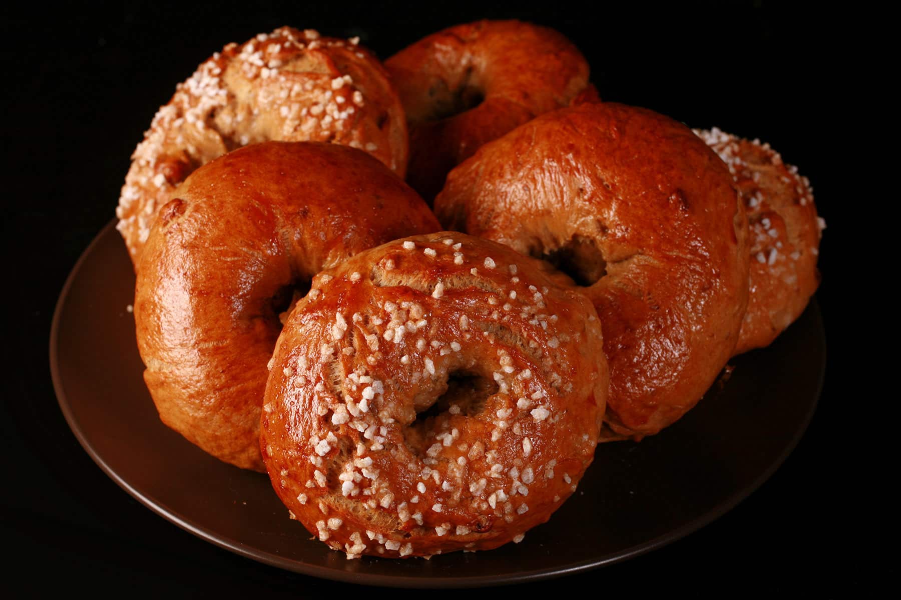 A plate of banana nut bagels