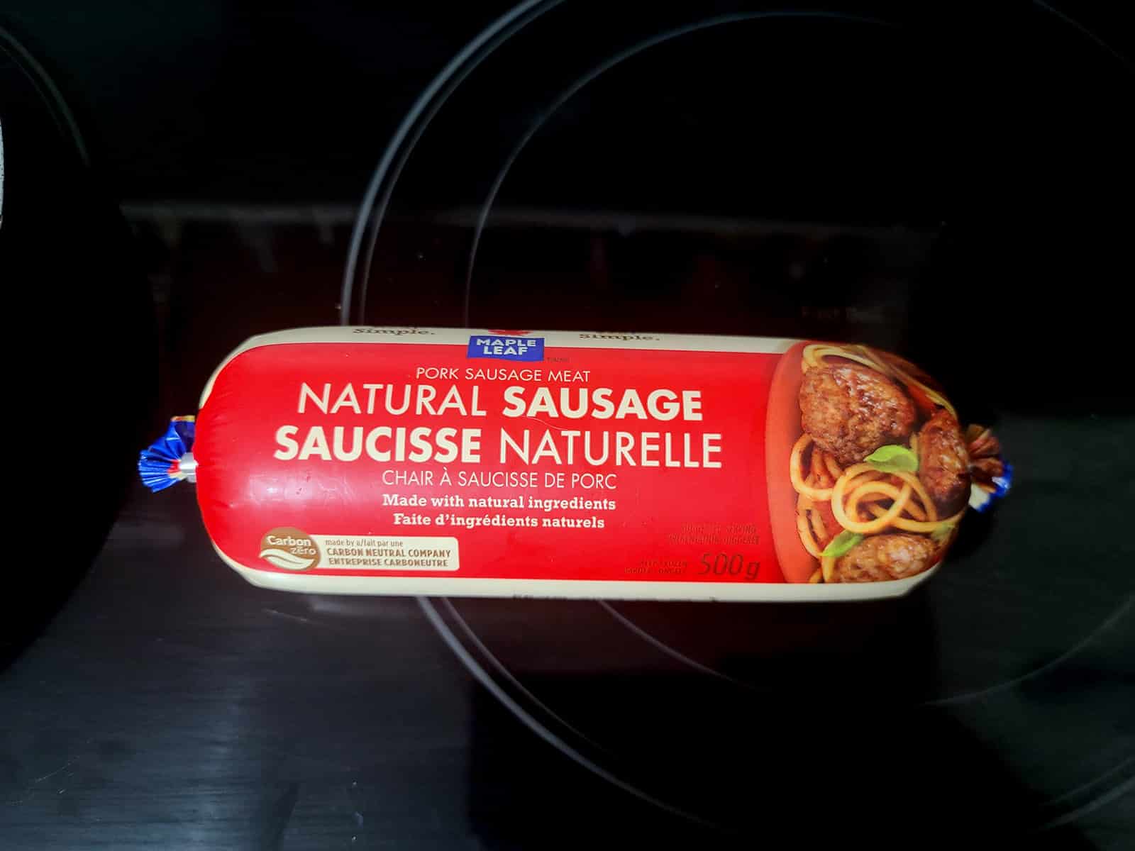 A chub of maple lead natural sausage.