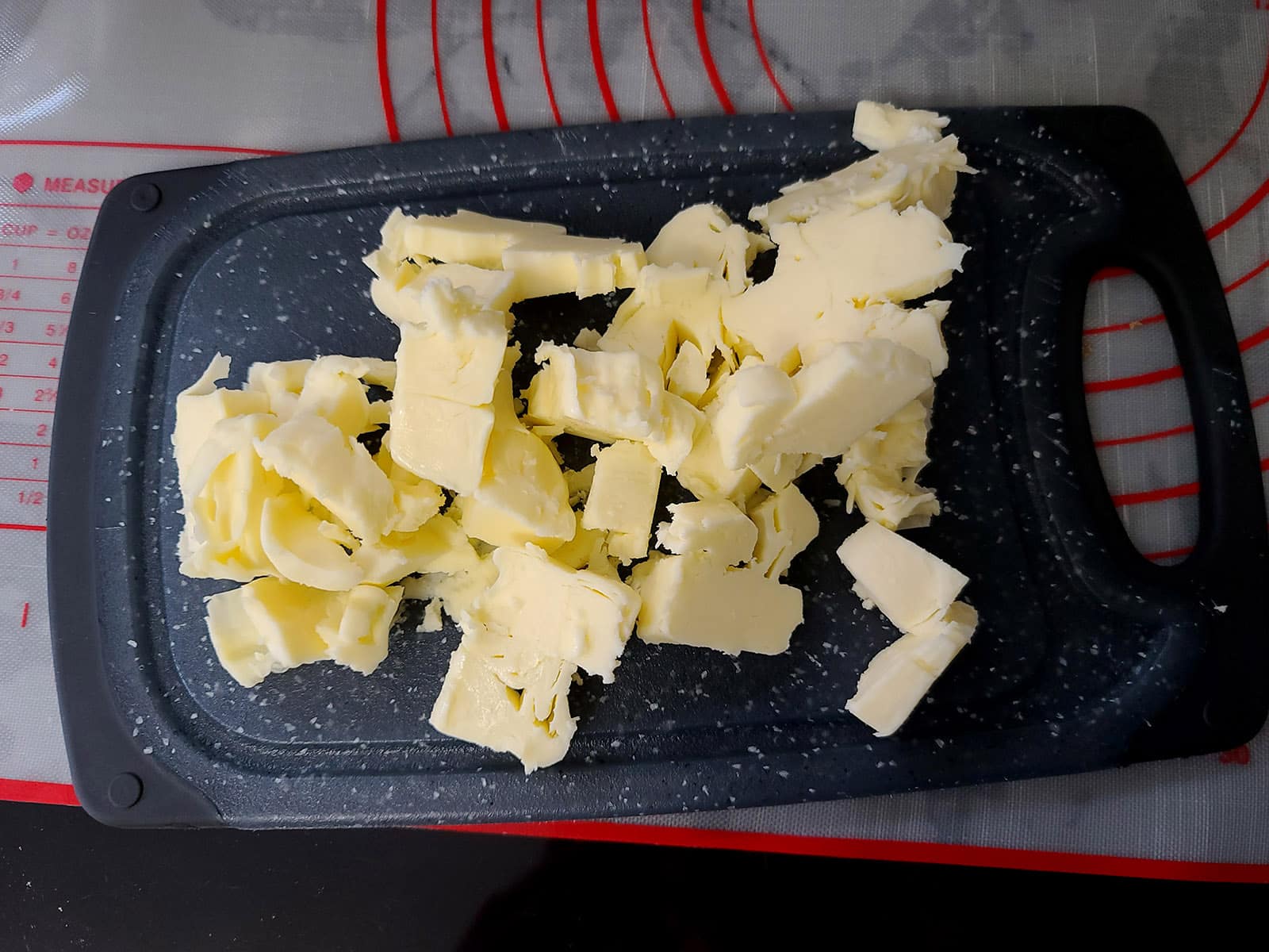The butter, cut up into small pieces.