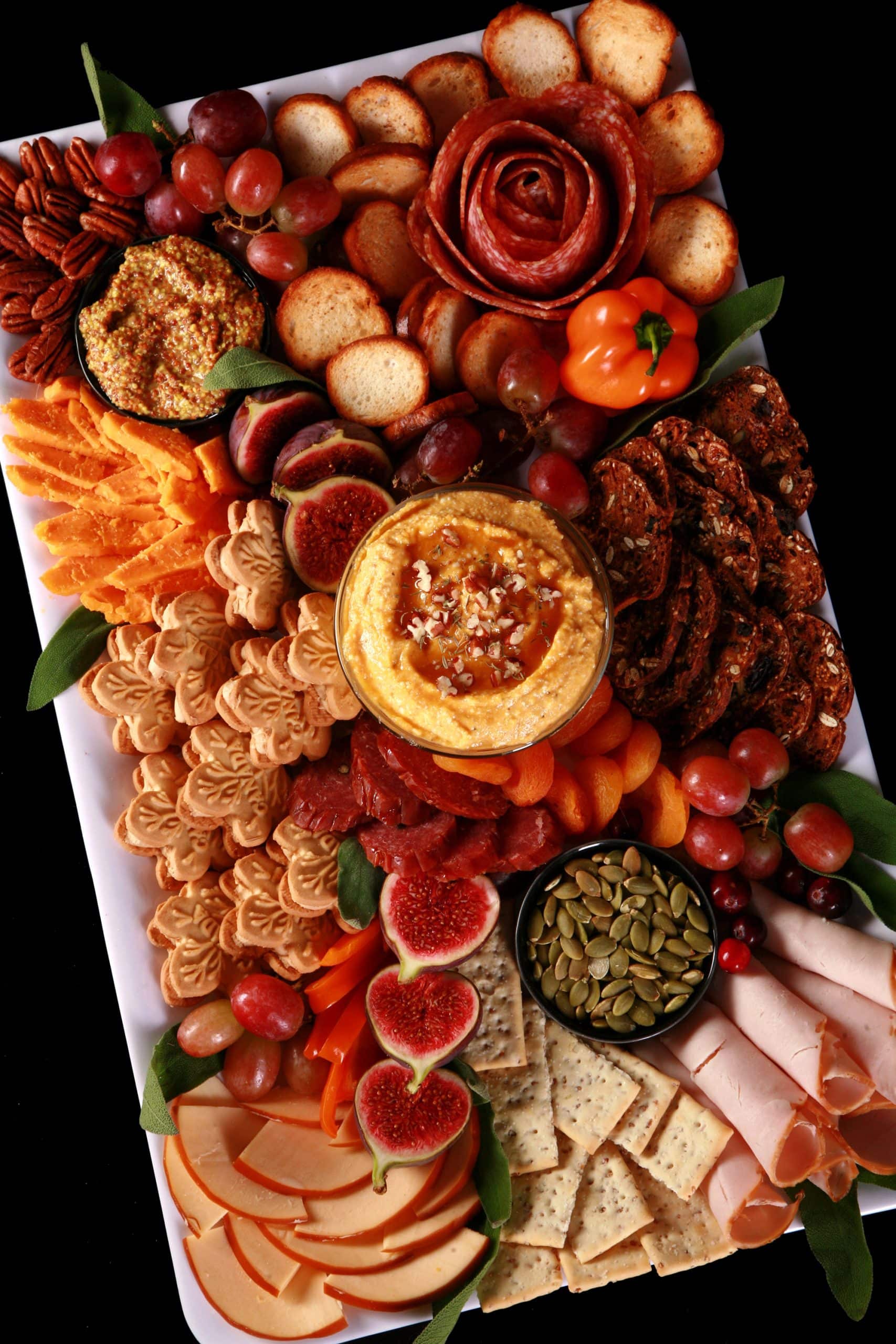A Thanksgiving themed fall charcuterie board.