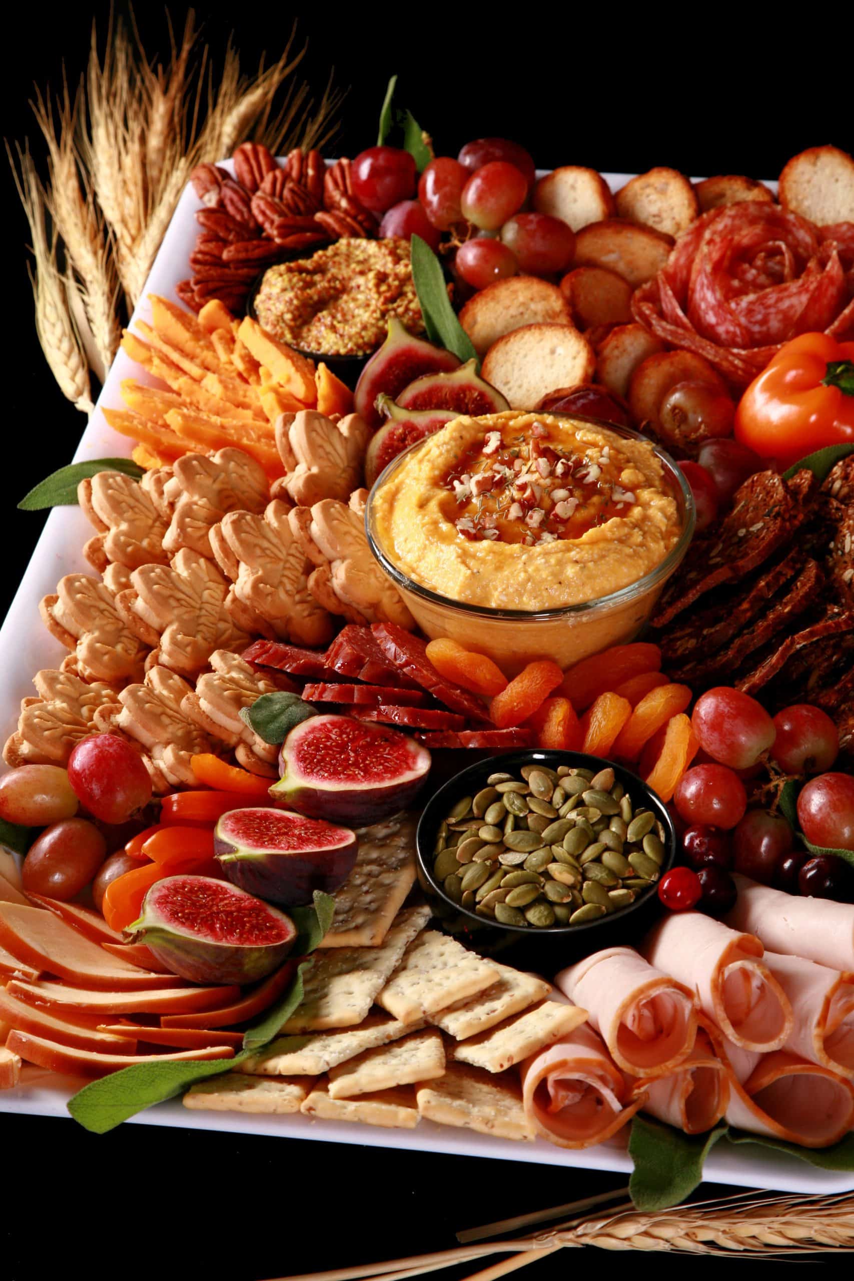 A Thanksgiving themed fall charcuterie board.