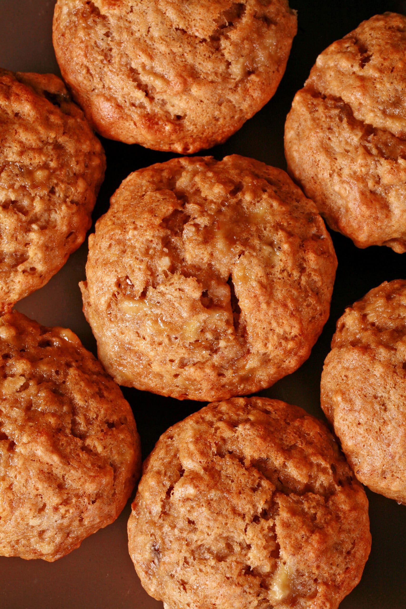 A plate of moist and fluffy eggless banana muffins.