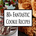 4 part image showing various cookies. Overlaid text says 80 plus fantastic cookie recipes.