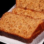 A sliced loaf of protein powder banana bread.